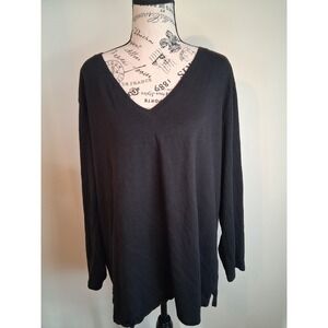 Love & Legend Black Boyfriend V-Neck Long Sleeve Tee Plus Size 2X